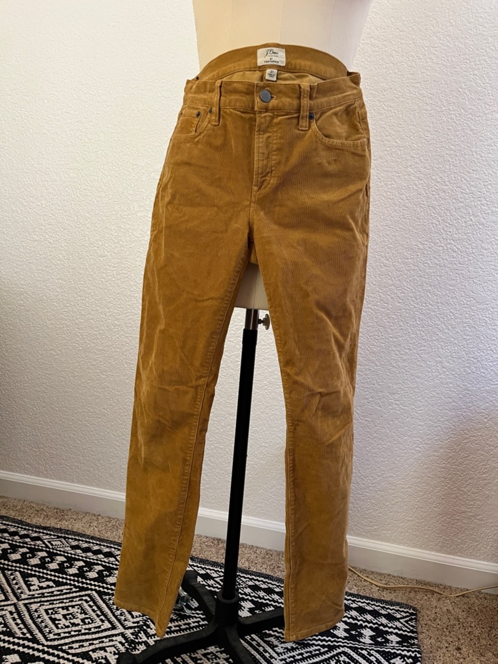 J. Crew Toothpick Corduroy Pants in Mustard Brown